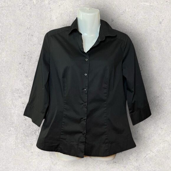 Riders By Lee Women's Sz Small Easy Care 3/4 Sleeve Woven Princess Seams Button - Picture 1 of 5
